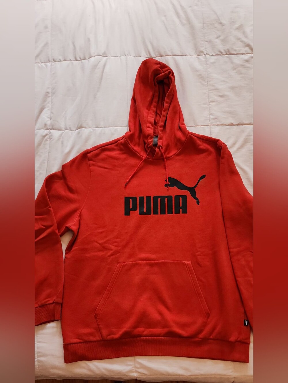 Puma Men's Red Crewneck Hoodie with Black Logo